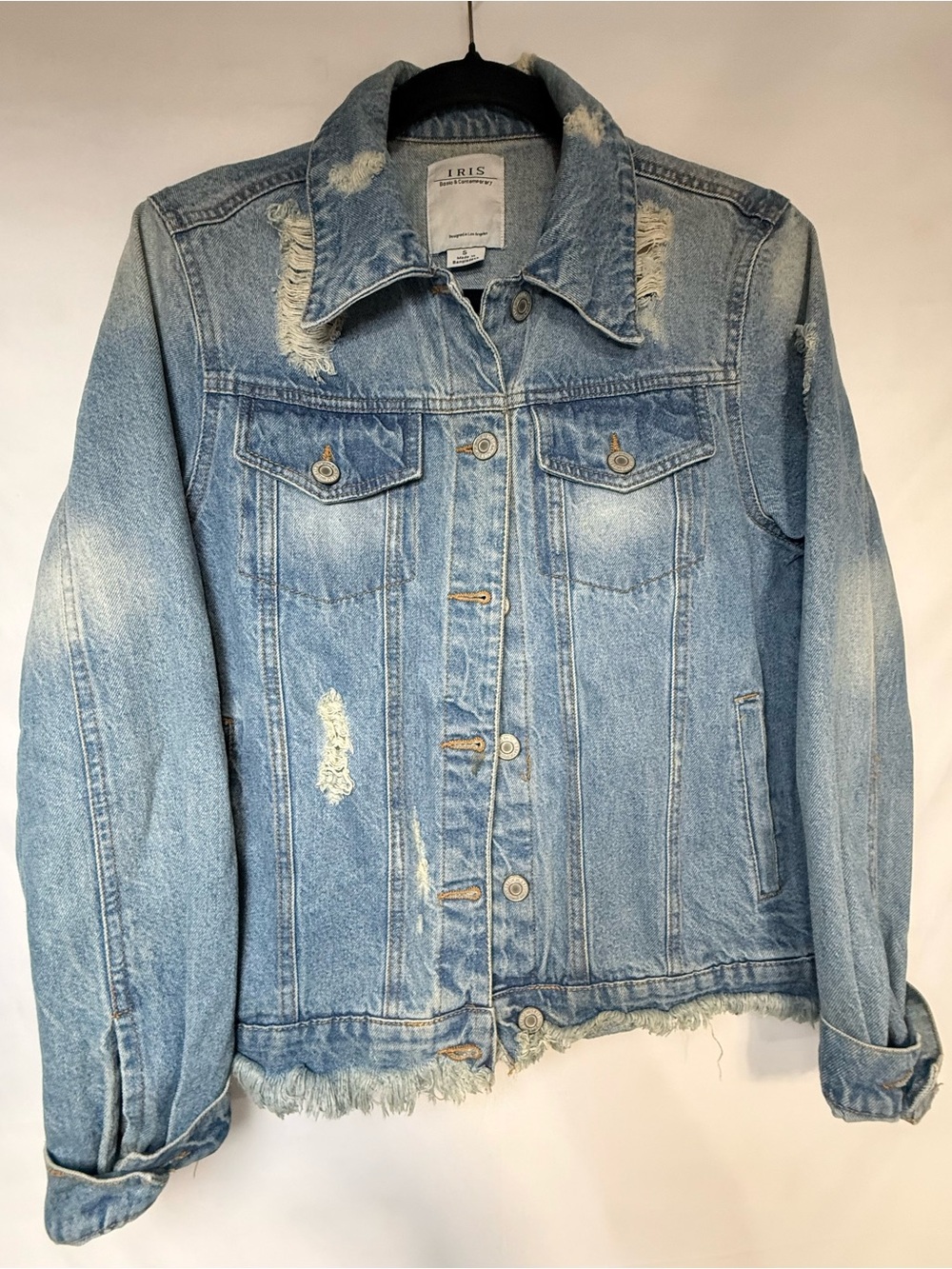 Iris Light Blue Distressed Denim Jean Jacket